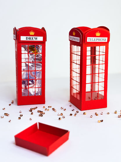 London Baby Shower Favor Box – Red Telephone Booth Theme