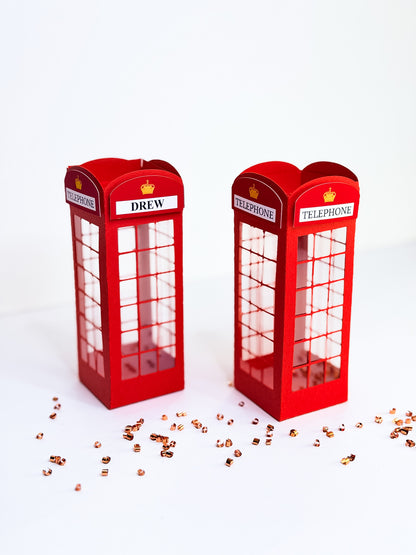 London Baby Shower Favor Box – Red Telephone Booth Theme