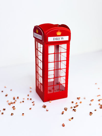 London Baby Shower Favor Box – Red Telephone Booth Theme