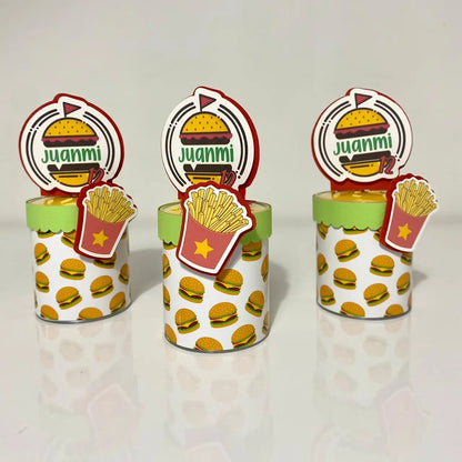 Fast Food Birthday Favors, Burger & Fries Pringles Tubes with Chips, Kids Party Snack Favors, Unique Food Theme Birthday Decorations Mi tienda