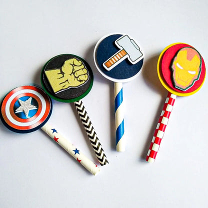 Handmade Superhero Party Package, Comic Book Style Cake Topper, 3D Numbers, Candy Boxes, Milk Box Shaker, Cupcake Toppers, Birthday Banner Mi tienda