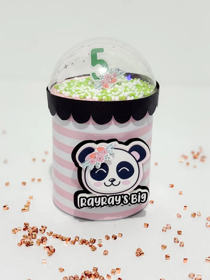 Custom Panda Pringles Favor – Girl Birthday Party Can with Dome Topper, Pink & Black Panda Theme Mi tienda