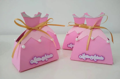 Pink Princess Dress Favor Box: Glitter Cardstock, Pearls & Ribbon Mi tienda
