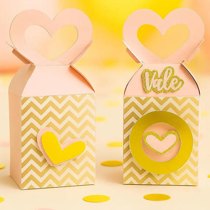 Pink Gold Heart Favor Box: Personalized Cardstock Party Favor for Bridal Shower or Birthday Mi tienda