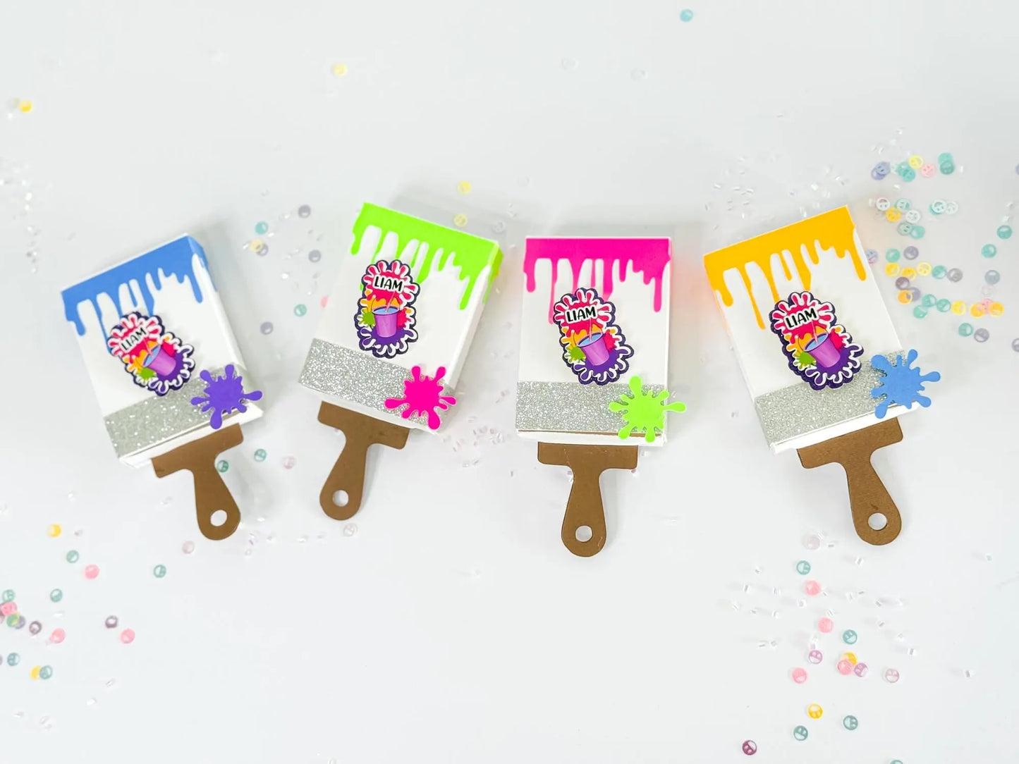 Paintbrush Party Favor Box | Art Theme Candy Holder for Kids Birthday | Artist Party Goodie Box - Set of 6 Mi tienda
