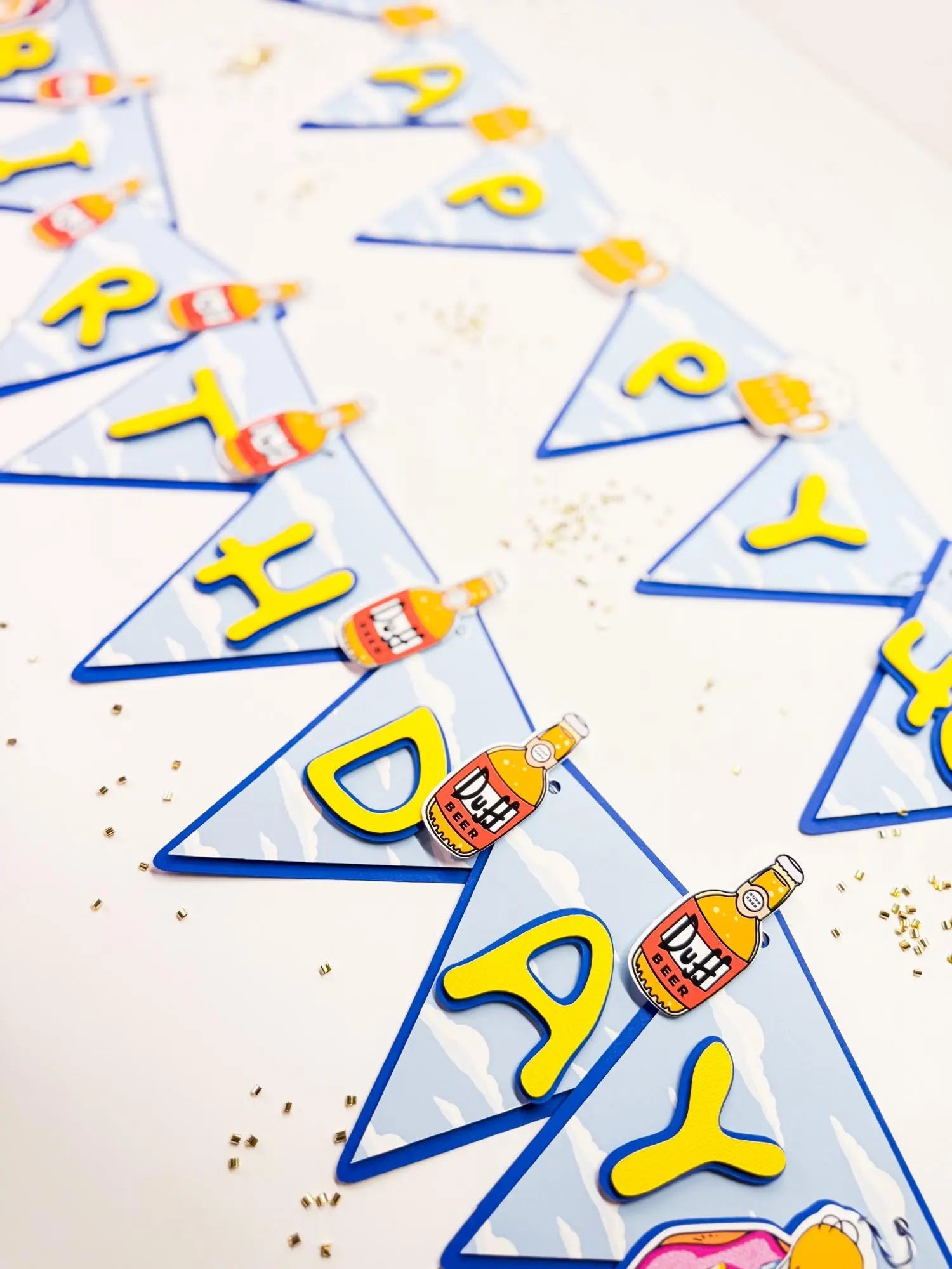 Simpsons Birthday Banner: Duff Beer Party Garland, Handmade Decoration Mi tienda