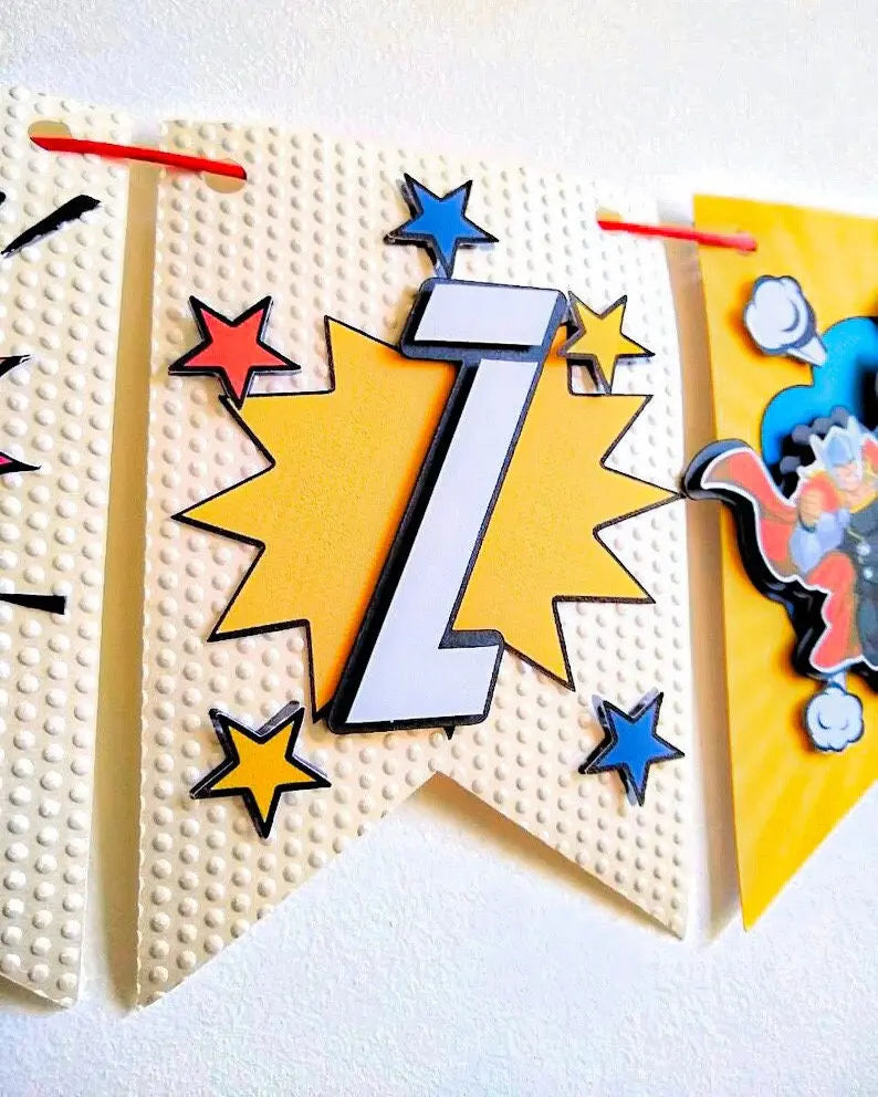 Comic Book Happy Birthday Banner, Superhero Party Decorations Mi tienda