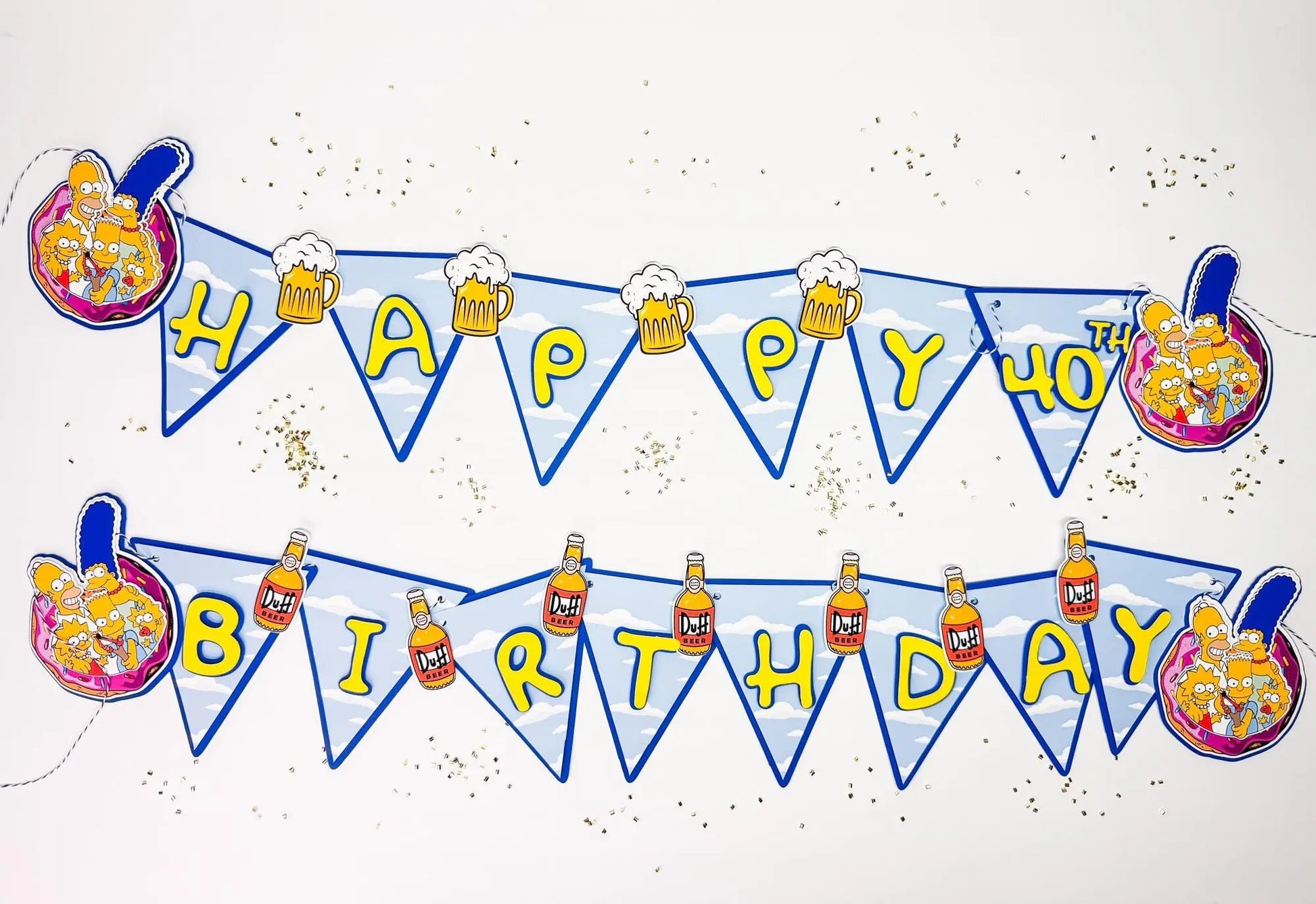 Simpsons Birthday Banner: Duff Beer Party Garland, Handmade Decoration Mi tienda