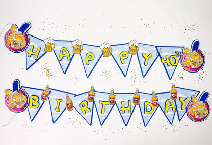 Simpsons Birthday Banner: Duff Beer Party Garland, Handmade Decoration Mi tienda
