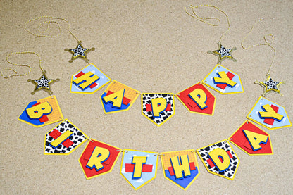 Toy Story Birthday Banner - Woody Theme, Customizable Party Decor, Cowboy Birthday Banner, Toy Story Party Decorations, Personalized Banner Mi tienda