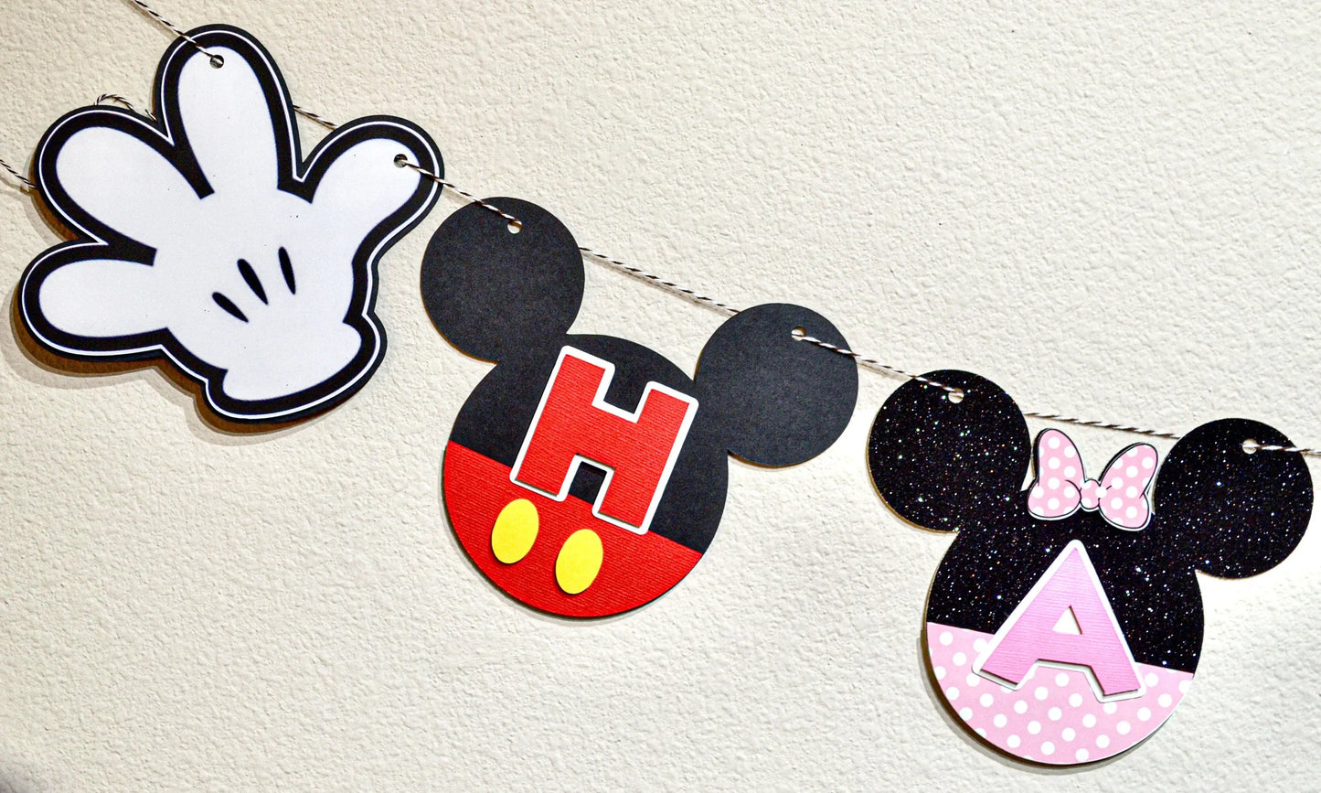 Mickey and Minnie Birthday Banner, Mickey and Minnie Party Decorations, Custom Mickey Banner, Mickey and Minnie Happy Birthday Banner Mi tienda