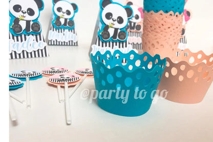 Panda Cupcake Toppers | Pink & Blue Panda Party Decorations | Baby Shower Cupcake Picks | Panda Birthday Party Supplies Mi tienda