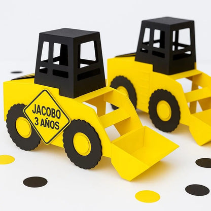 Construction Favor Boxes Bulldozer Truck | Kids Birthday Party Decorations | Personalized Treat Boxes for Construction Theme Party Mi tienda