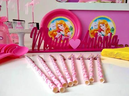 Disney Princess Straws & Bottle Labels – Princess Party, Birthday, Baby Shower, Royal Party Supplies Mi tienda