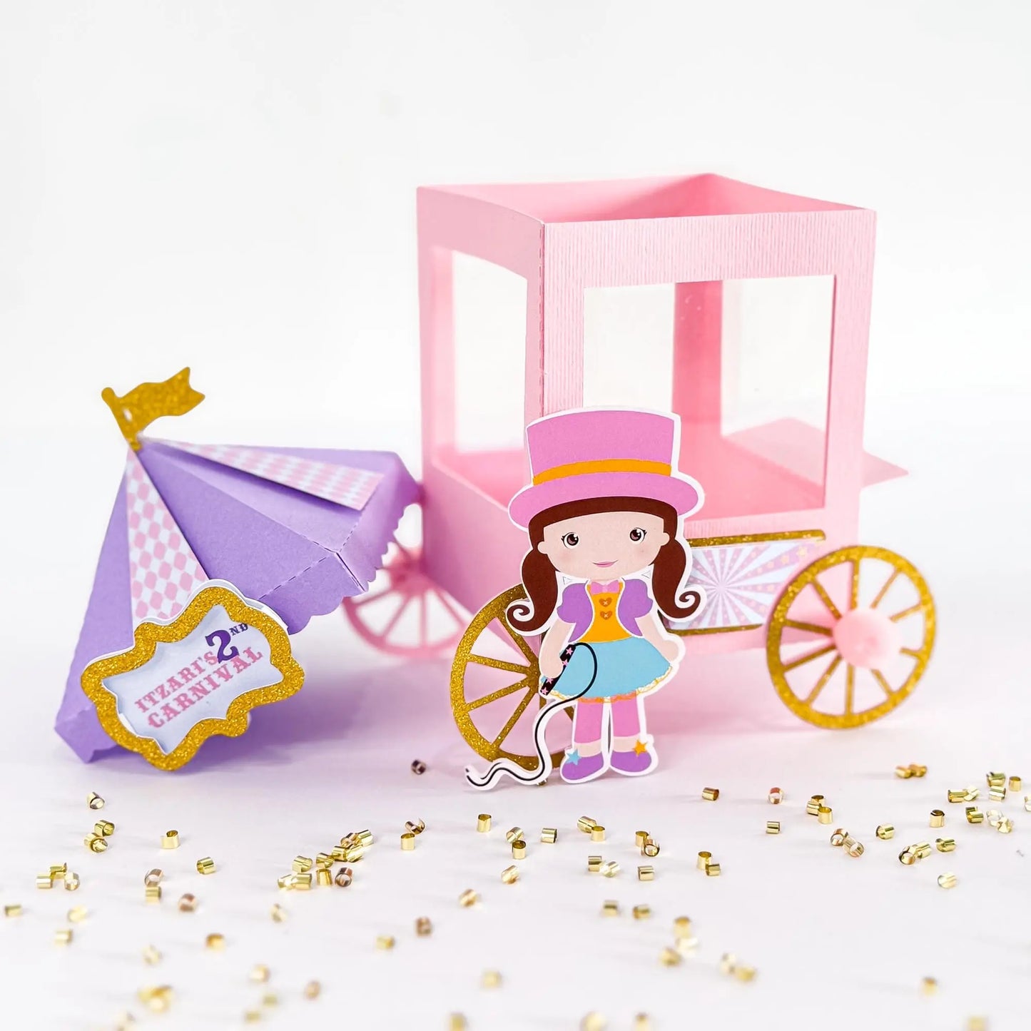 Custom Circus Carriage Treat Boxes – Personalized Pastel Birthday Favor, Set of 6 Mi tienda