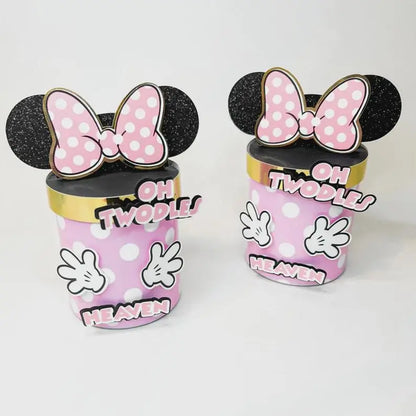 Customized Mickey and Minnie Snack Tins for Birthday Table Decor Mi tienda