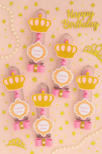 Personalized Princess Crown Favor Tubes: Glitter Crown, Custom Name Mi tienda