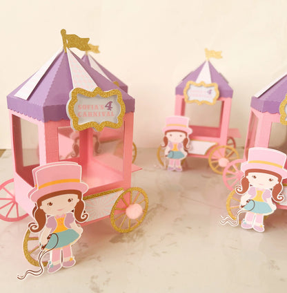 Big Top Circus Carriage Favor Boxes – Pastel Girl Birthday Party Favors, Set of 6 Mi tienda