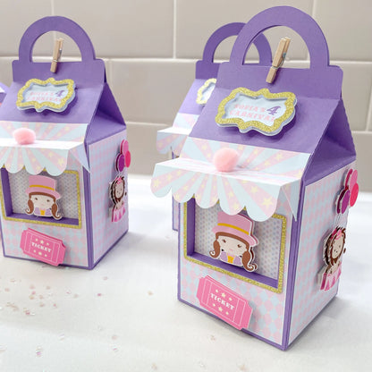 Personalized Circus Favor Boxes – Carnival Birthday Treat Box, Big Top Party Favors, Set of 6 Mi tienda