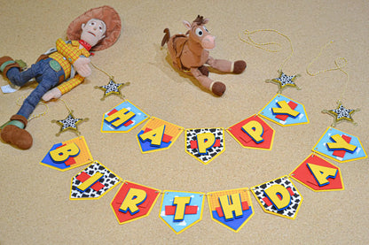 Toy Story Birthday Banner - Woody Theme, Customizable Party Decor, Cowboy Birthday Banner, Toy Story Party Decorations, Personalized Banner Mi tienda