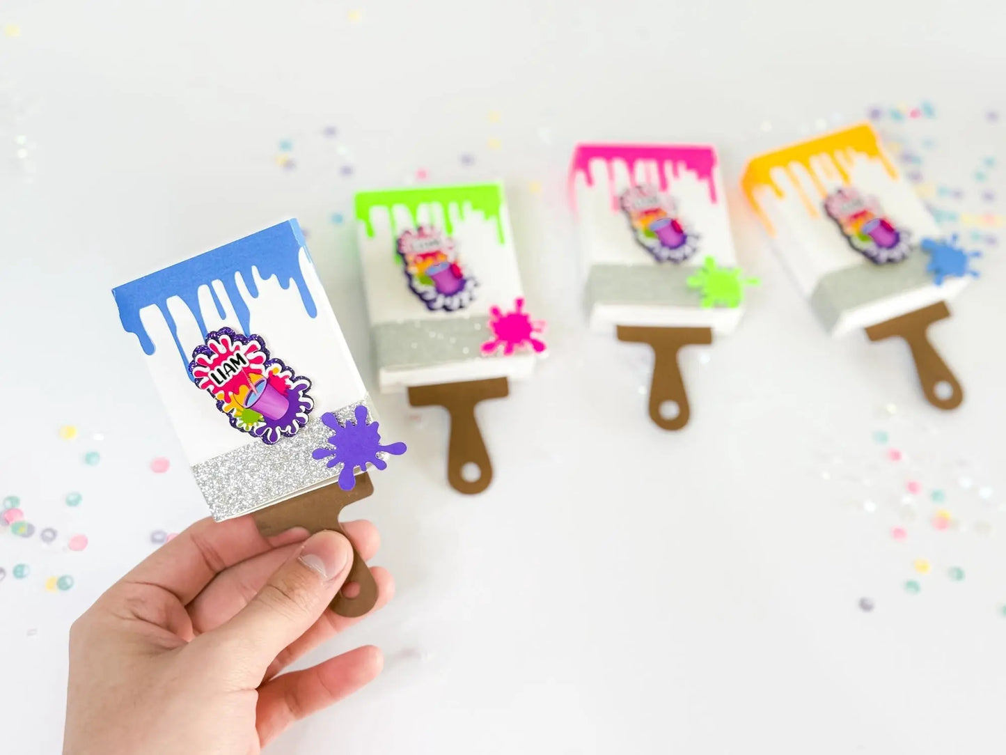 Paintbrush Party Favor Box | Art Theme Candy Holder for Kids Birthday | Artist Party Goodie Box - Set of 6 Mi tienda