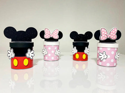 Customized Mickey and Minnie Snack Tins for Birthday Table Decor Mi tienda