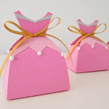 Pink Princess Dress Favor Box: Glitter Cardstock, Pearls & Ribbon Mi tienda