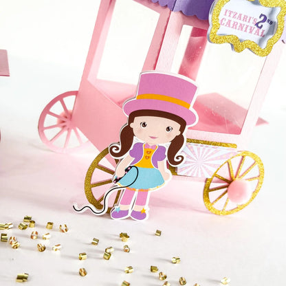 Custom Circus Carriage Treat Boxes – Personalized Pastel Birthday Favor, Set of 6 Mi tienda