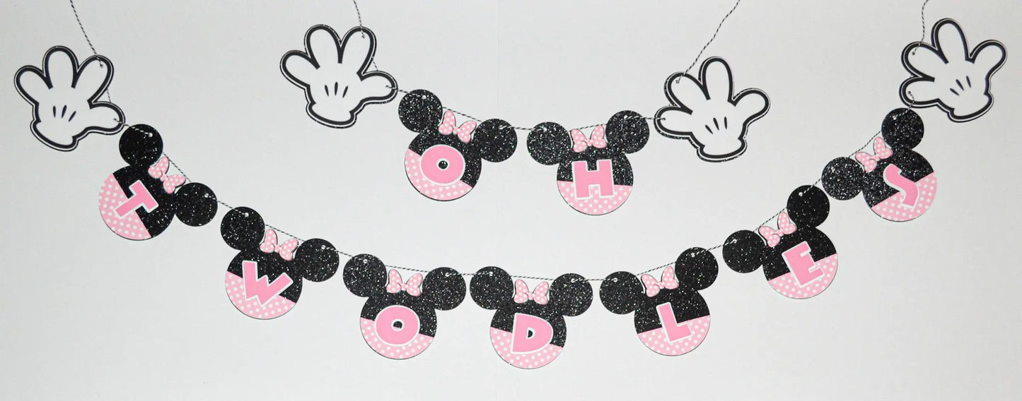 Oh Twodles Birthday Banner – Minnie Mouse 2nd Birthday Party Decor Mi tienda