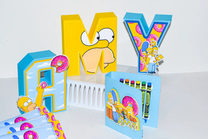 The Simpsons Birthday Party Kit – Banner, 3D Name Letters, Coloring Books & Hershey’s – Cartoon Theme Party Supplies Mi tienda