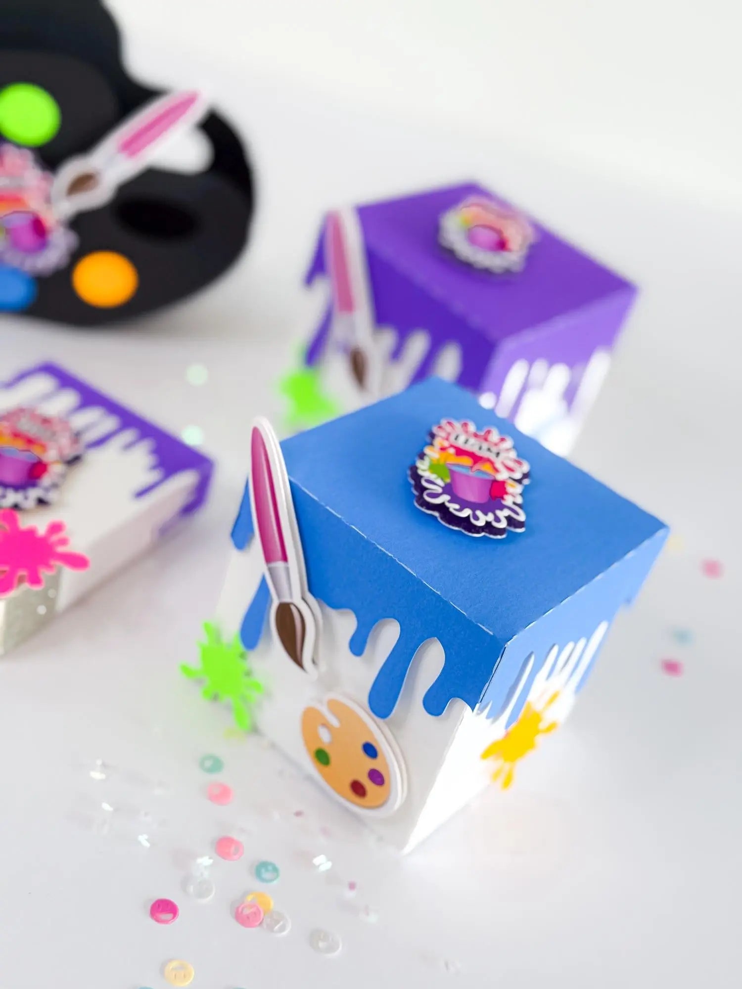 Personalized Paint-Themed Party Favor Boxes – Fun Art Candy Holders for Kids’ Birthday Celebrations – 4 Pcs Mi tienda