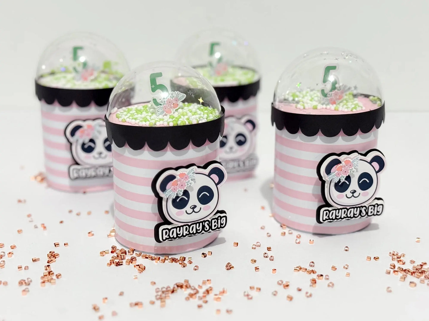Custom Panda Pringles Favor – Girl Birthday Party Can with Dome Topper, Pink & Black Panda Theme Mi tienda