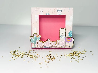 Personalized Llama Cactus Photo Frame – Boho Fiesta & Birthday Party Favor Keepsake Mi tienda