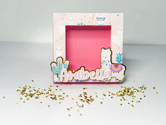 Personalized Llama Cactus Photo Frame – Boho Fiesta & Birthday Party Favor Keepsake Mi tienda