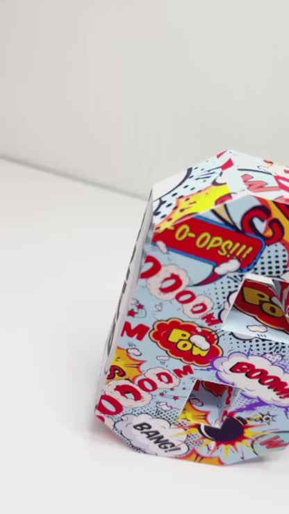 Superhero 3D Letter or Number – Custom Comic Book Birthday Party Decoration